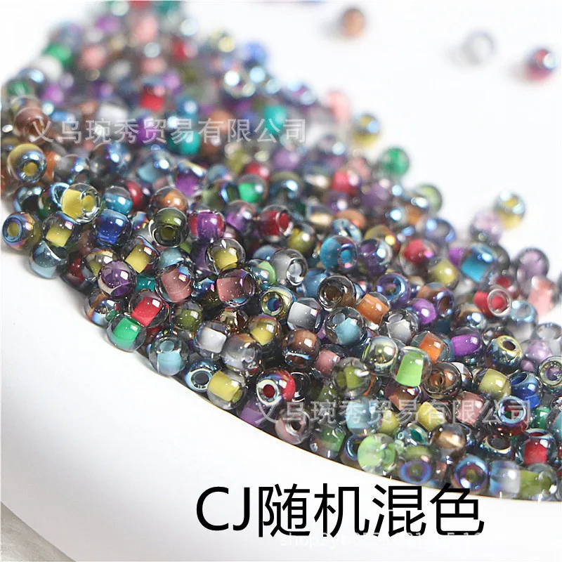 Super Excellent 4mm Dyeing Gold Series Half Gold Gradient Colorful Glass Bead Handmade DIY Bracelet Necklace Earpiece Material