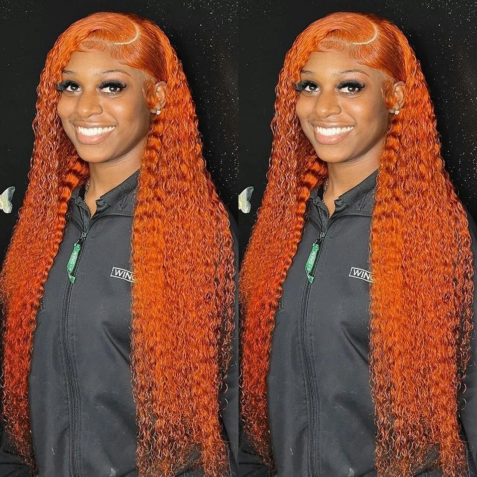 Curly Wigs Lace Frontal Wig 13x6 Ginger Orange 13x4 HD Human Hair 30 36 Inch Deep Wave Brazilian Wigs For Women Lace Front Wig