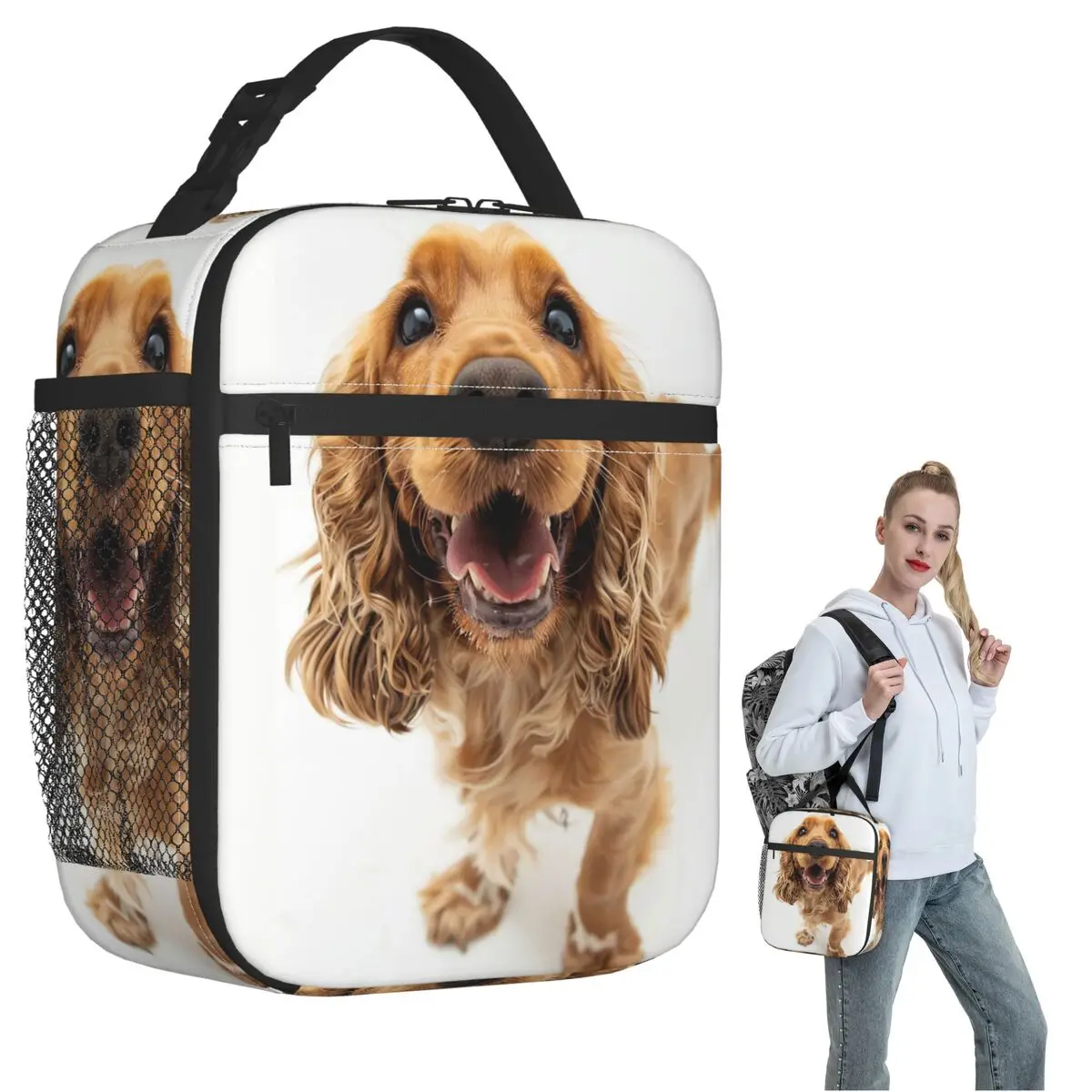 Tail Wagging Wisdom_ Nurturing Your Cocker Spaniel Spirit Insulated Lunch Bag for Women Children Food Boxes Thermal Lunch Box