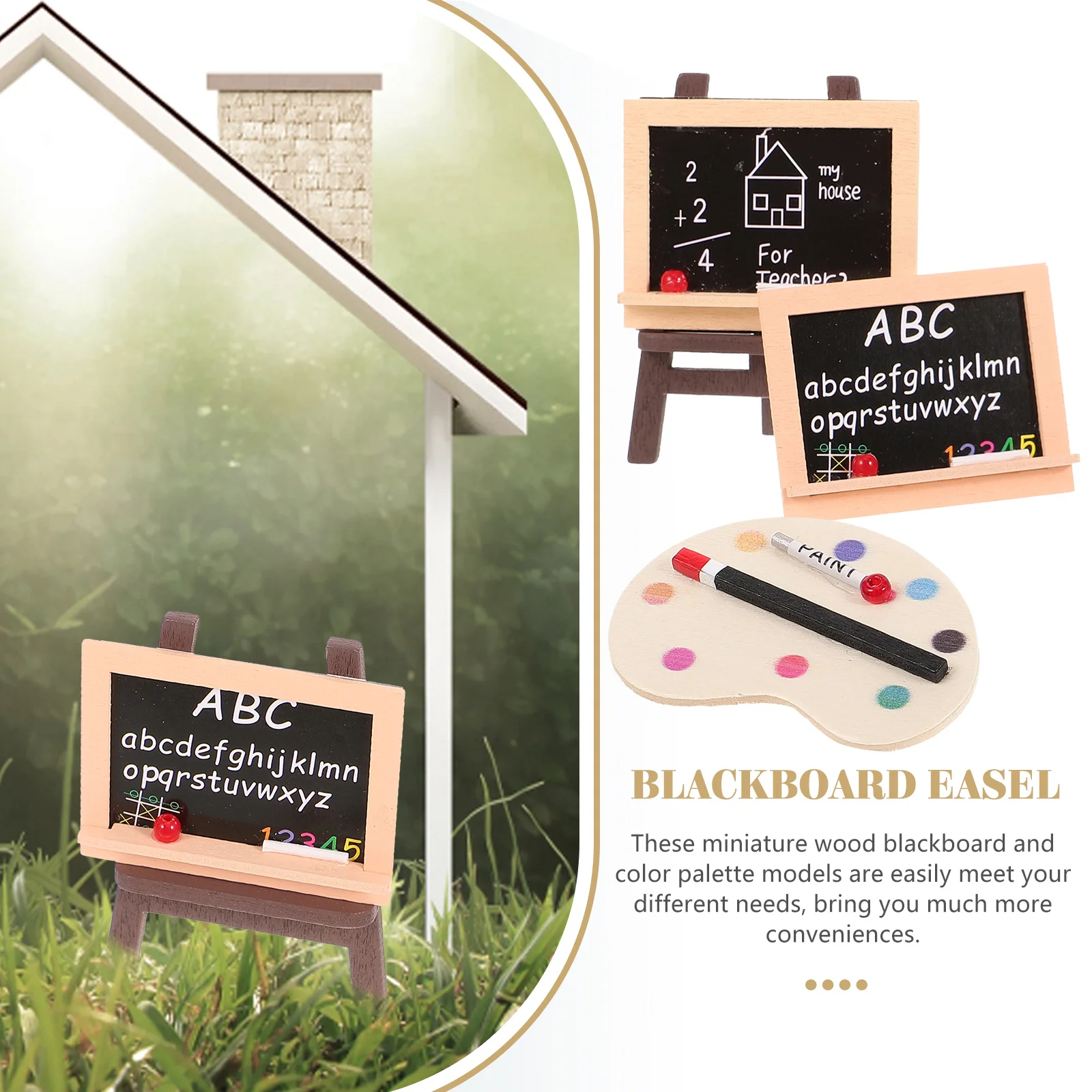

1 set Wooden Blackboard Canvas St Easel Dollhouse Small Decorative Canvas St Smooth Surface Household Art Supplies