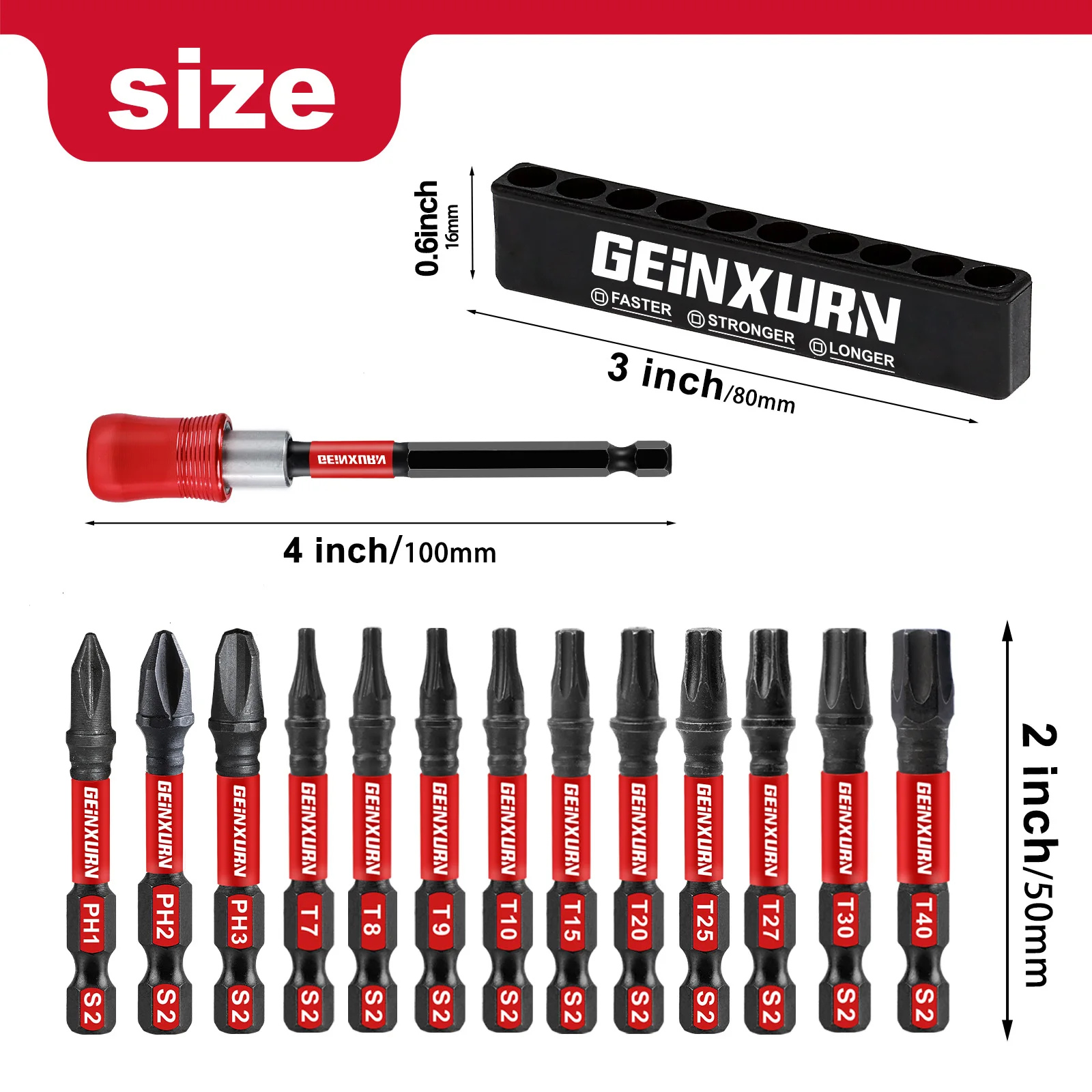 Geinxurn 4 Inches Impact Screwdriver Bit Holders,Magnetic Extension Quick-Change Socket Drill Bit Holder with Screwdriver Bits