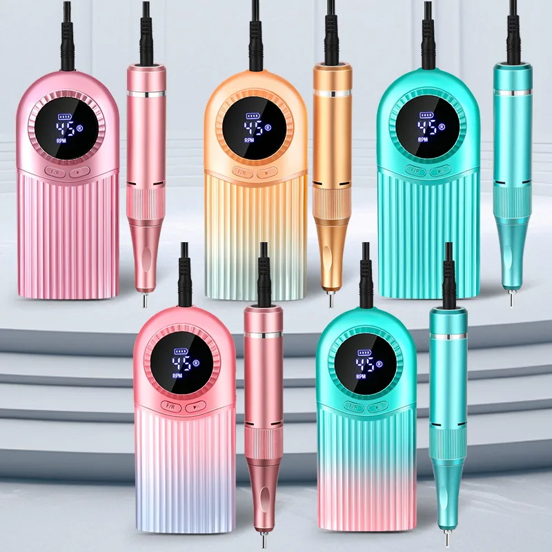 45000RPM Nail Drill Machine Electric Portable Nail File Rechargeable Nail Sander for Gel Nails Polishing for Home Manicure Salon