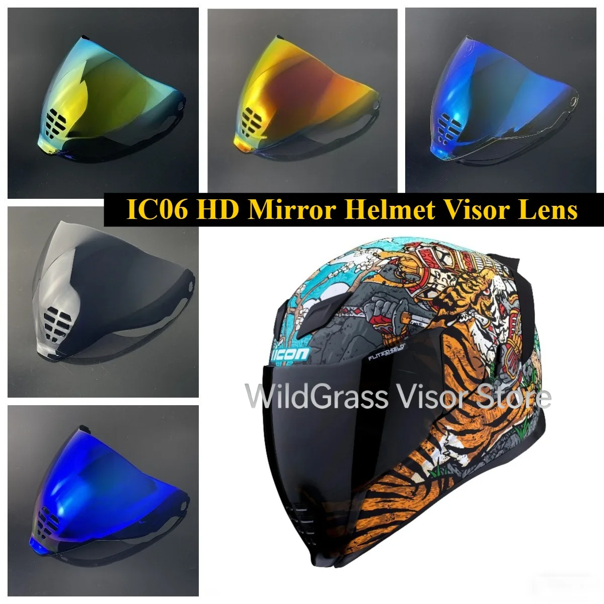 IC06 HD Mirror Helmet Visor Lens Clear Anti-UV Replacement Accessories for Airflite Motorcycle Ghost Helmet