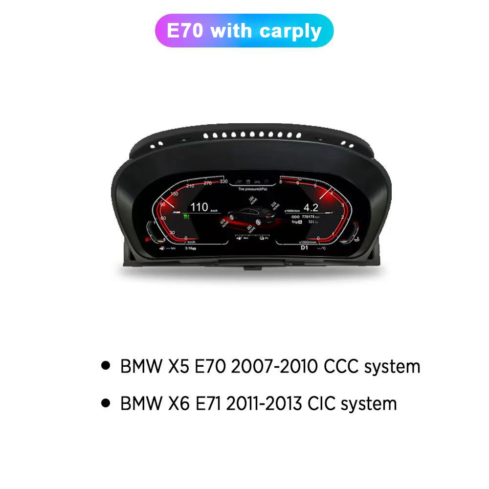 12.3 "Linux Auto LCD Dashboard Voor BMW X5 E70 X6 E71 2006-2013 CCC CIC Instrumentenpaneel virtuele CockPit Snelheidsmeter