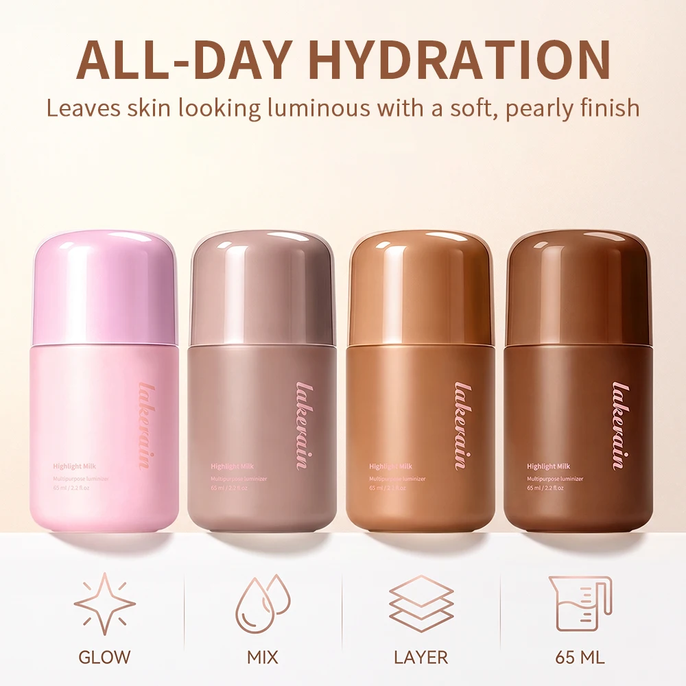 Highlight Milk Multi-purpose Luminizer Hydrating Soothing Skincare Soft Shimmer Liquid Highlighter Face Body Illuminator Makeup