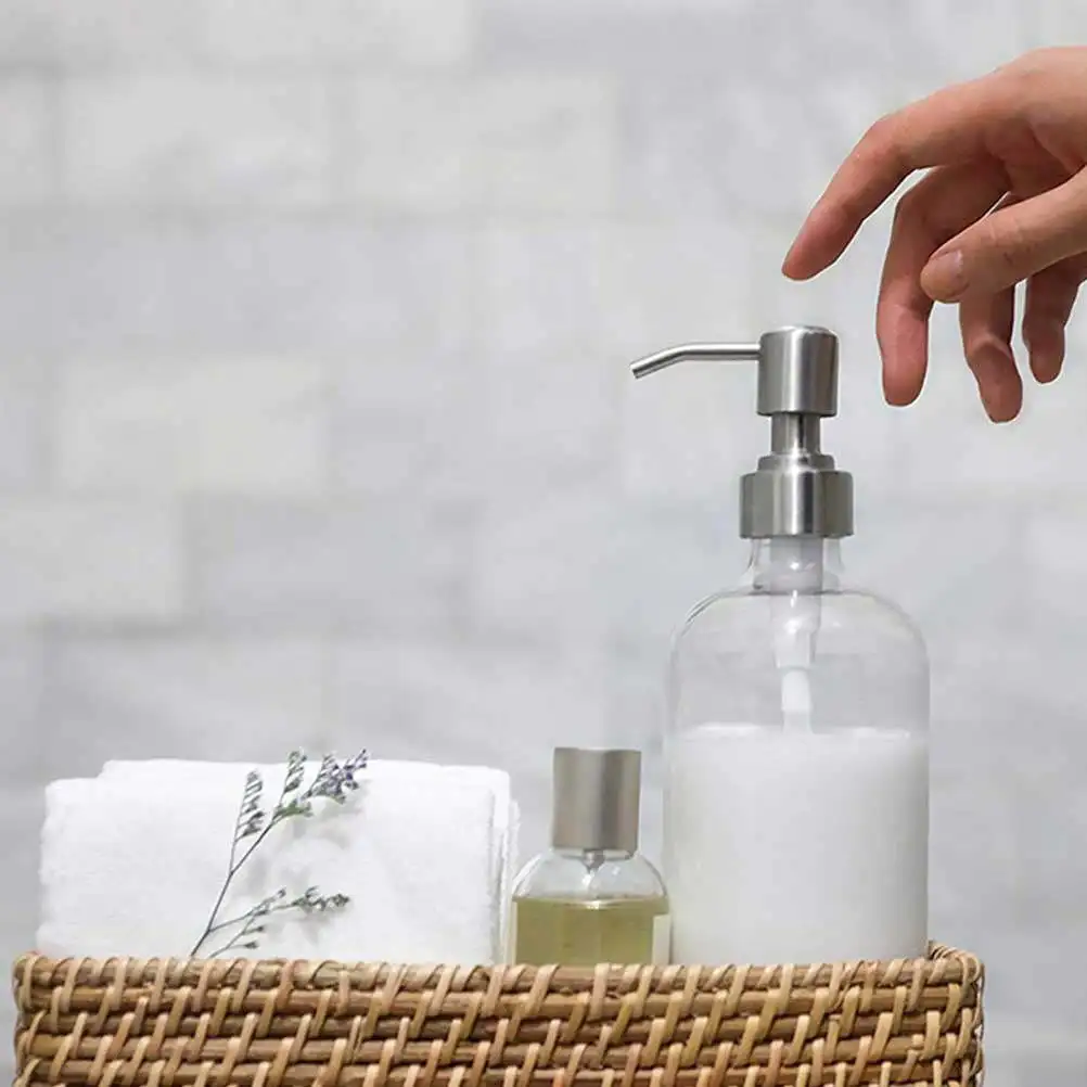 4Pcs Stainless Steel Soap Dispenser Lids Rust Resistant Press Pump Replacement Bottle Heads Bathroom Essentials Lotion Emulsion