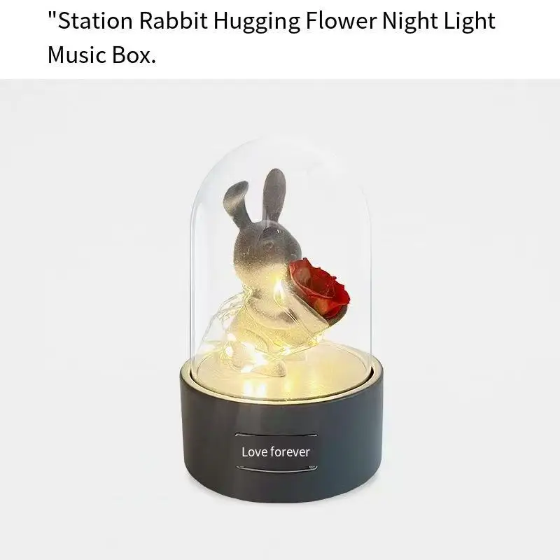 

Goddess Festival gifts for boyfriend and girlfriend confession, plush station, rabbit hugging flower, small night light, music b