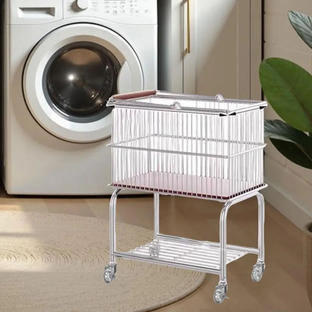 

Rolling Laundry Cart with Removable Hamper 2 in 1 Design Sturdy for Toiletries, Tissues 360° Swivel Wheels Kitchen Trolley