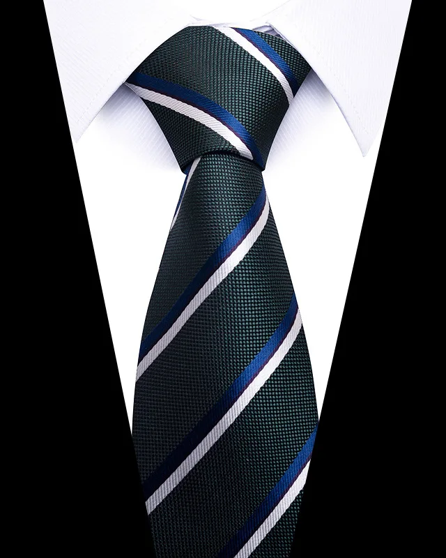 Hochwertige Hochzeitskrawatten für Männer, modisch, neuer Stil, blauer Streifendruck, Krawatten, tägliches Büro, Bekleidung, Accessoires, Geschenk für Männer – Detail 10