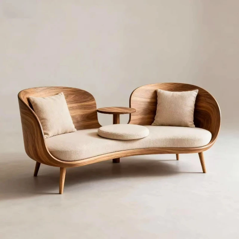 

Solid wood small apartment dual-purpose sofa bed Arhat couch chaise longue coffee table combination living room