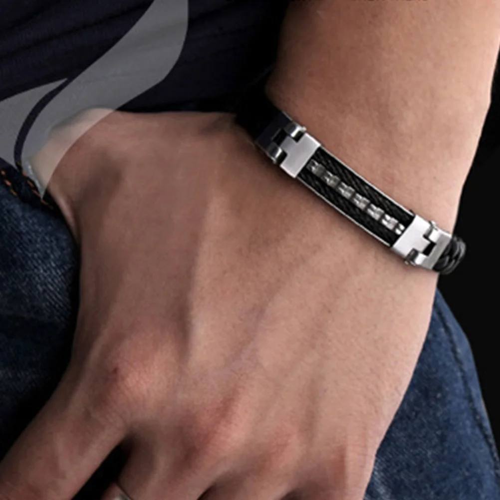 

Stainless Steel Silicone For Men Unique Design Durable Fashion Wristband Gift For Friendship Anniversary Party Daily Wear Cross