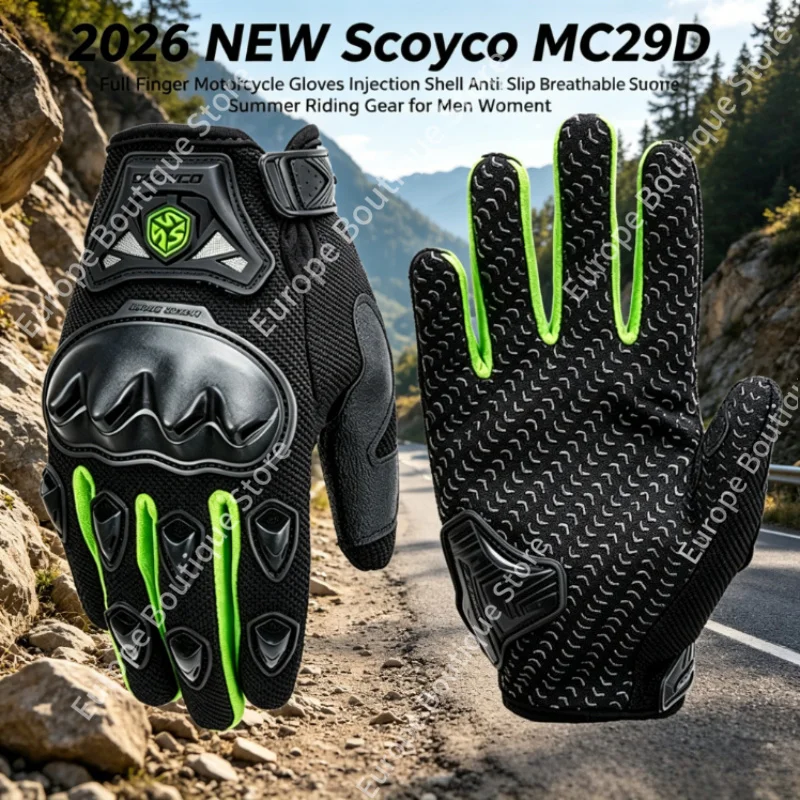 Guantes de Motocicleta Scoyco MC29 2026, Nuevos, con Protección Completa en los Dedos, Carcasa Rígida, Antideslizantes, Transpirables, para Motocross