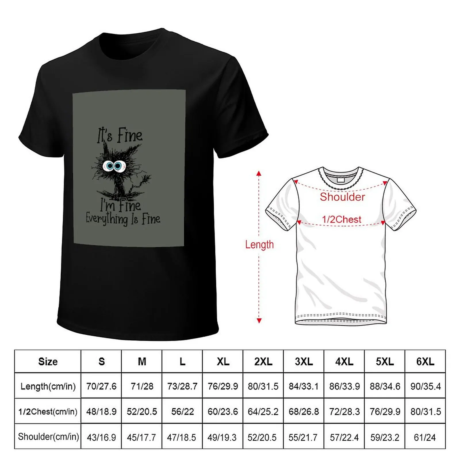 Its Fine Im Fine Everything Is Fine Funny Black Cat T-Shirt Running Performance Short Sleeve Tee view 2
