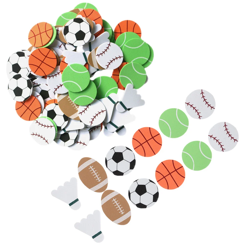 90 Pcs Self-Adhesive Sports Stickers Soccer Ball EVA Baseball DIY Theme Balls Tennis