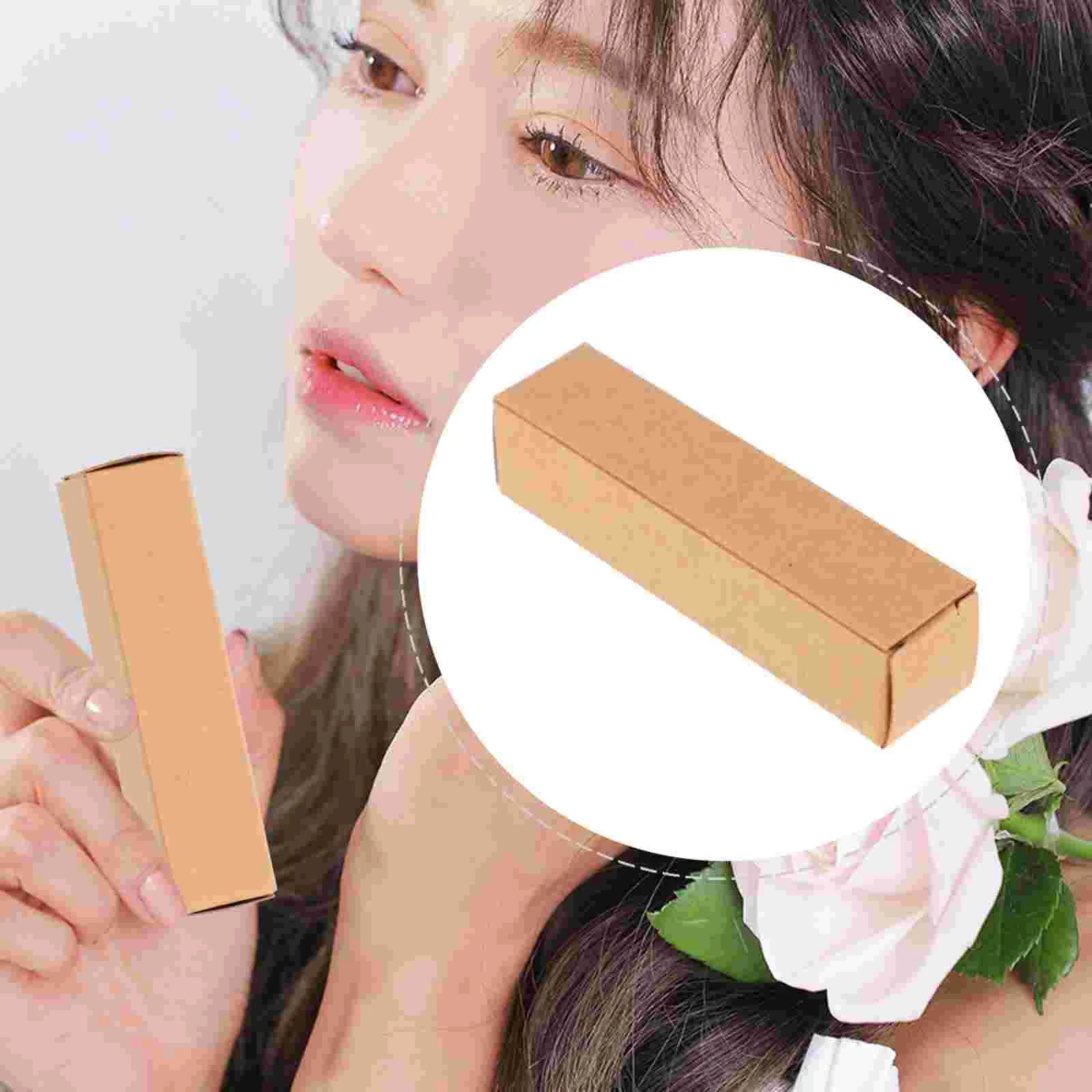 

50 Pcs Box Kraft Paper Boxes Clear Mascara Packaging Lipstick Wrapping Gloss