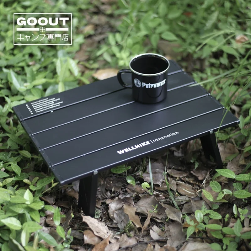 Outdoor Camping Solo Black Ultra Lightweight Aluminum Alloy Portable Folding Table