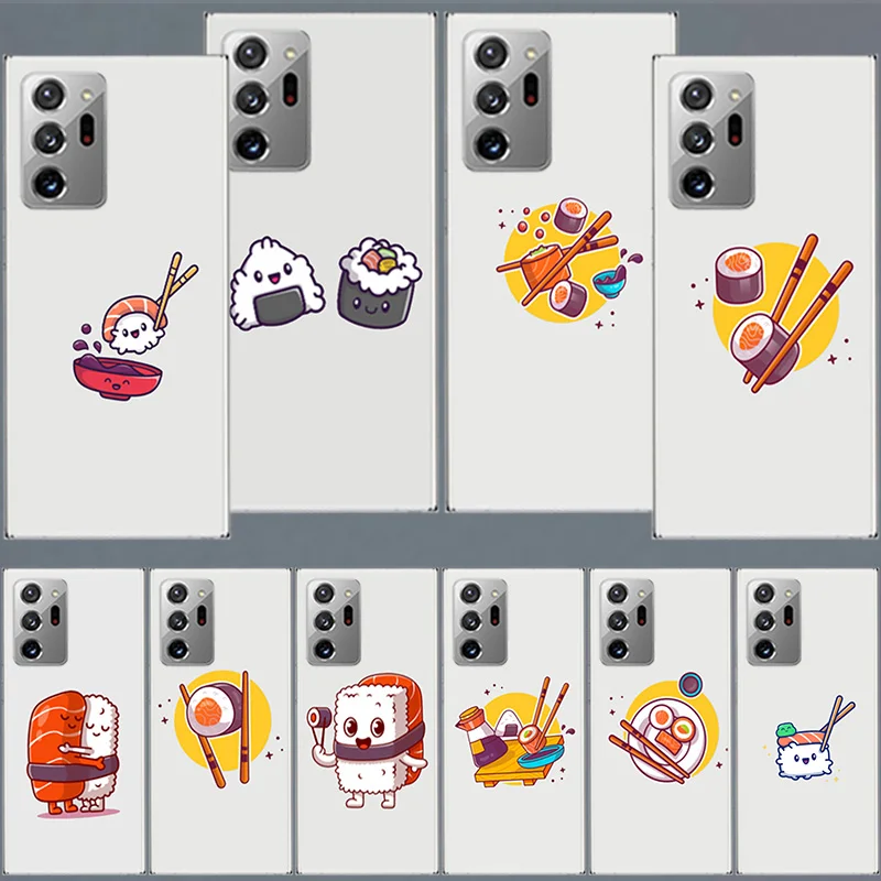 Cute Cartoon Sushi Clear Phone Case For Samsung A05S A15 A25 A35 A55 Galaxy Note 20 Ultra 10 9 8 J8 J6 J4 S8 Plus F52 F62 F12 Co