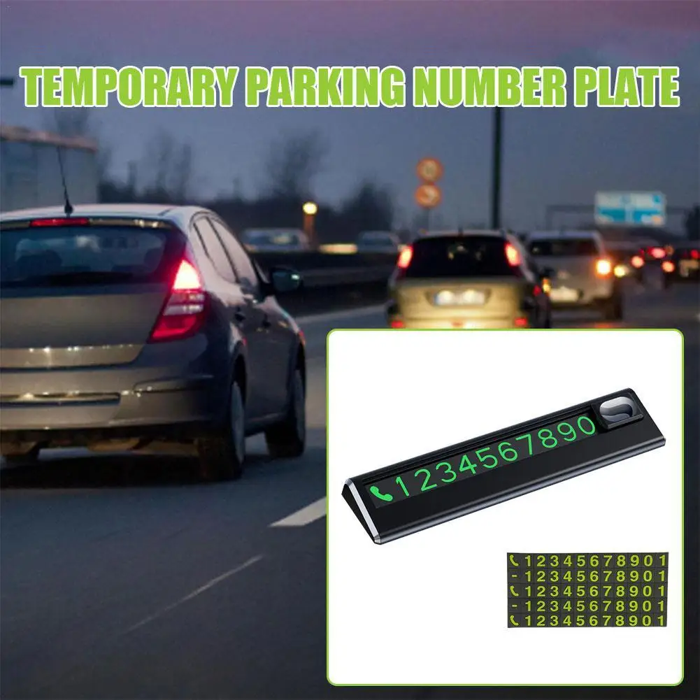 Temporary Parking Card Stop Sign Telephone Number Plate Digital Luminous Phone Number Plate Universal Car Temporary Parking Sign