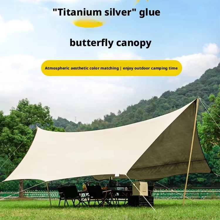 Yellow Portable Large Outdoor Awning Full Set Picnic Camping Butterfly Awning Oxford Material Fast Delivery