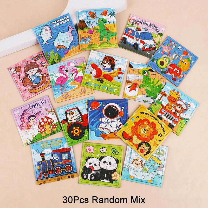 15/30 Stücke Mini Cartoon Tier Papier Puzzles Lernspielzeug Kinder Geburtstag Party Favors Geschenk Schule Belohnungen Pinata Füllstoffe