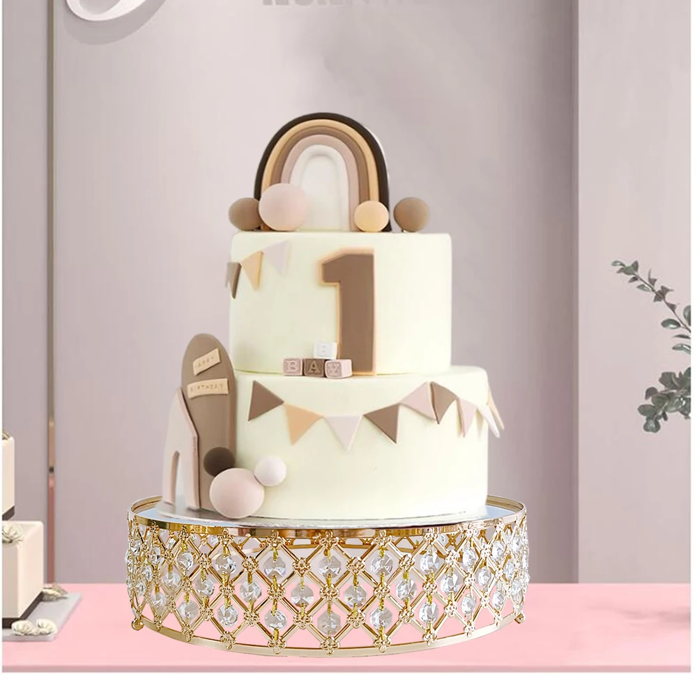 Suporte de bolo de metal espelhado dourado redondo cupcake festa de aniversário de casamento sobremesa pedestal placa de exibição decoração de casa