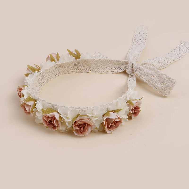 Spring Summer Autumn Winter Pink White Rose Cute Beauty Lovely Baby Girl Handmade Headbands New Hair Design For Birthday Party