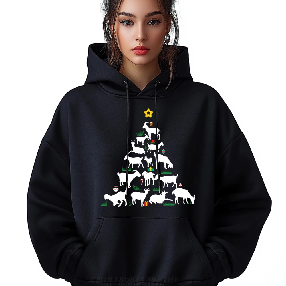 

Goat Christmas Tree Apparel Goat Christmas Blank Hoodie Polyester Limited Time Special Halloween Aesthetic