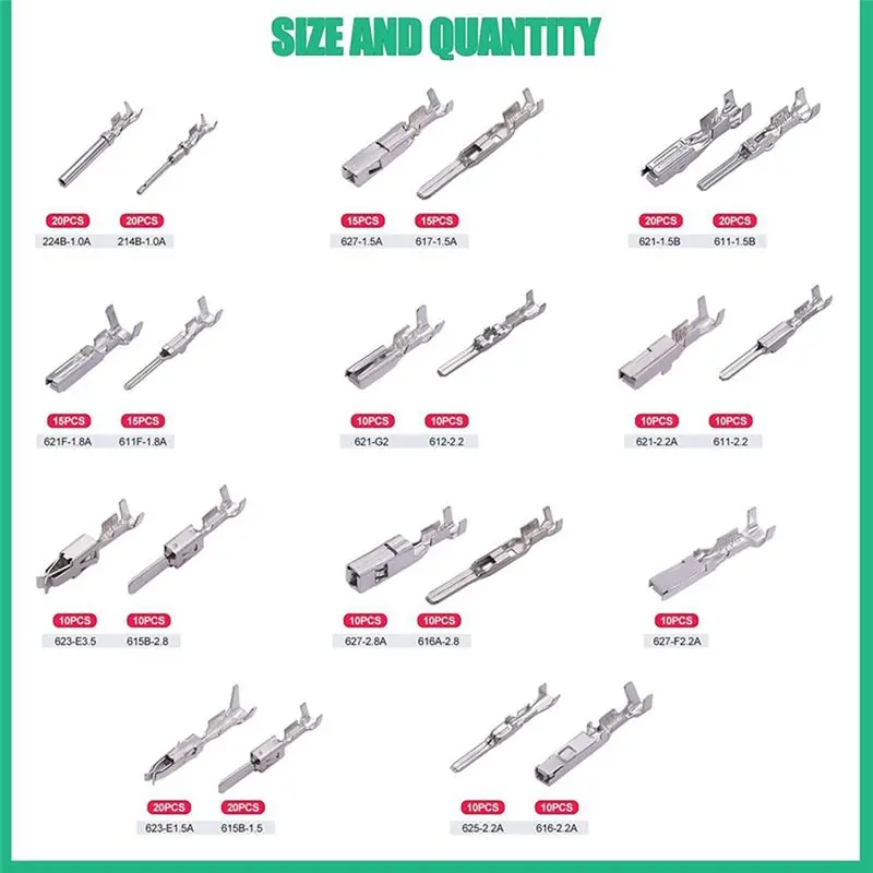 290PCS Automotive Wire Terminal Pinconnector 1-3.5Mm Non Insulated Plug Disassembly Male And Female Crimping Pins-A91R