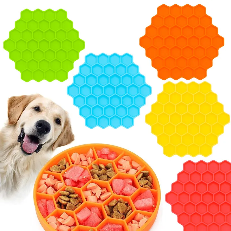 Pet Supplies Cat Honeycomb Feeder Anti-choking Suction Cup Anti-knockover Slow Food Bowl Puppy Anti-slip Silicone Licking Mat