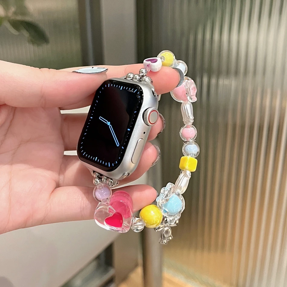 Tali jam tangan Apple, tali debertekanan untuk Apple Watch 8 Band Ultra 49mm 38/41/40mm 44/45/42mm gelang permen IWatch Seri 7 6 SE 5 4 3 tali gelang