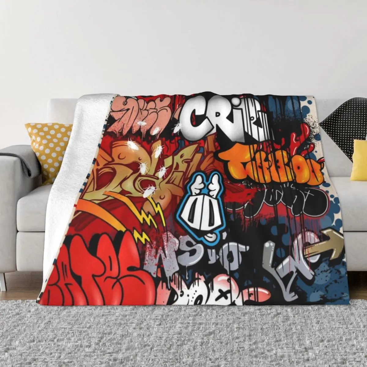 

Graffiti Art Illustration Throw Blanket Shaggy Blanket Beach Blanket Luxury Throw Blanket