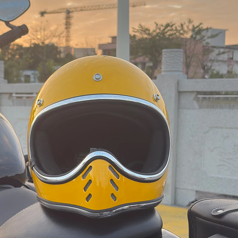 

Retro Motorcycle Helmet Cruise Motorcycle Bike Helmet Glass Material Full Face Helmet Vintage Design for Bikers