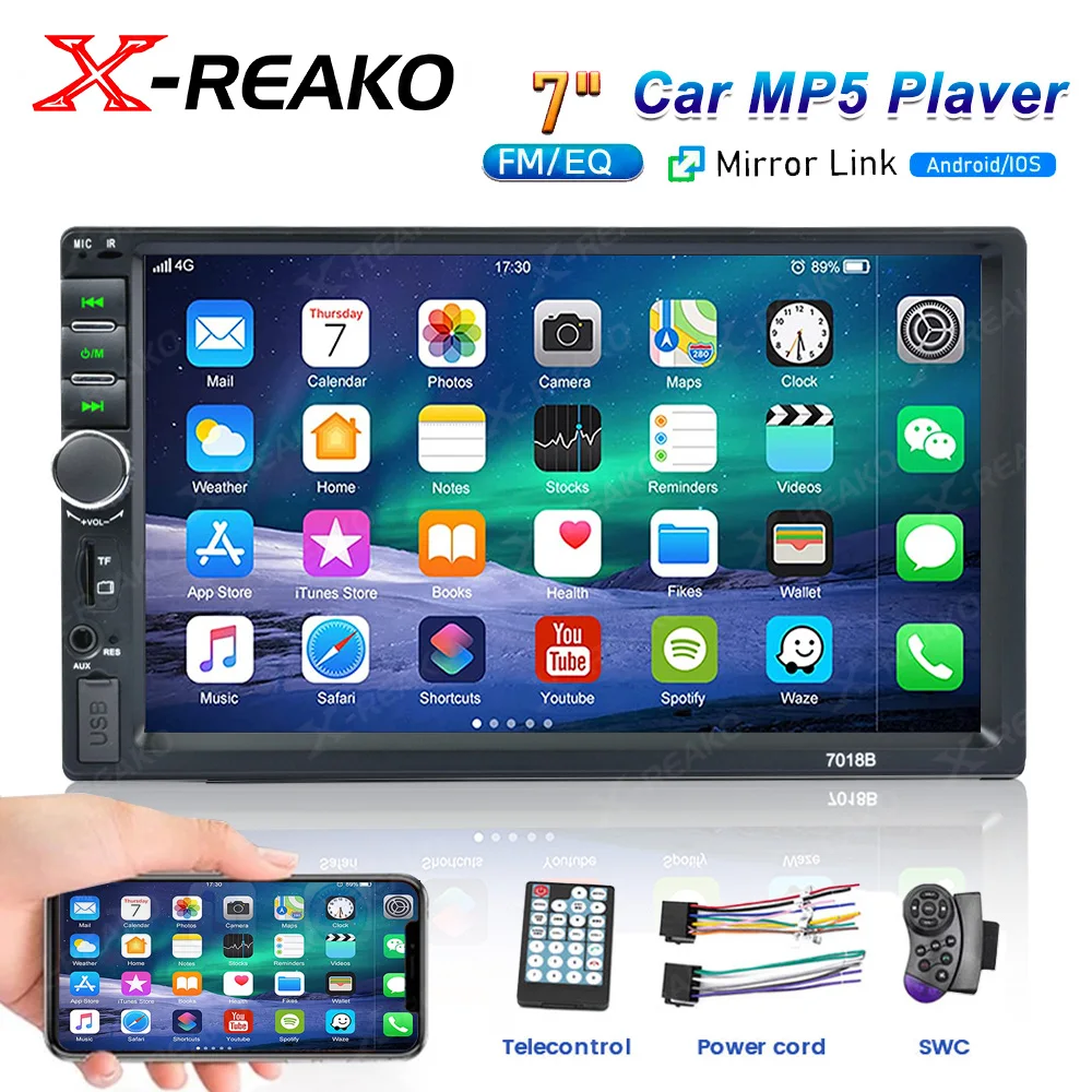 2Din 7inch MP5 Universal Car Radio Multimedia Player Touch Screen Automatic Audio Carplay Bluetooth USB TF FM Mirror Link