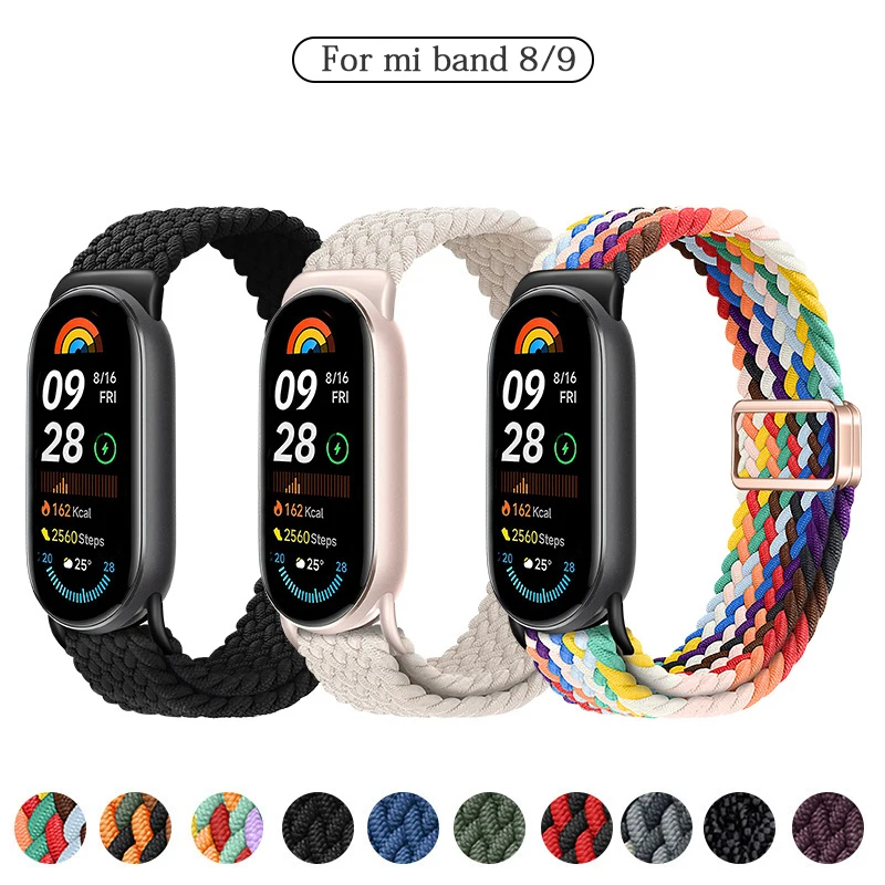 Nylon Woven Strap For mi band 9 magnetic buckle Wristband For xiaomi band 8 smart watchband accessories