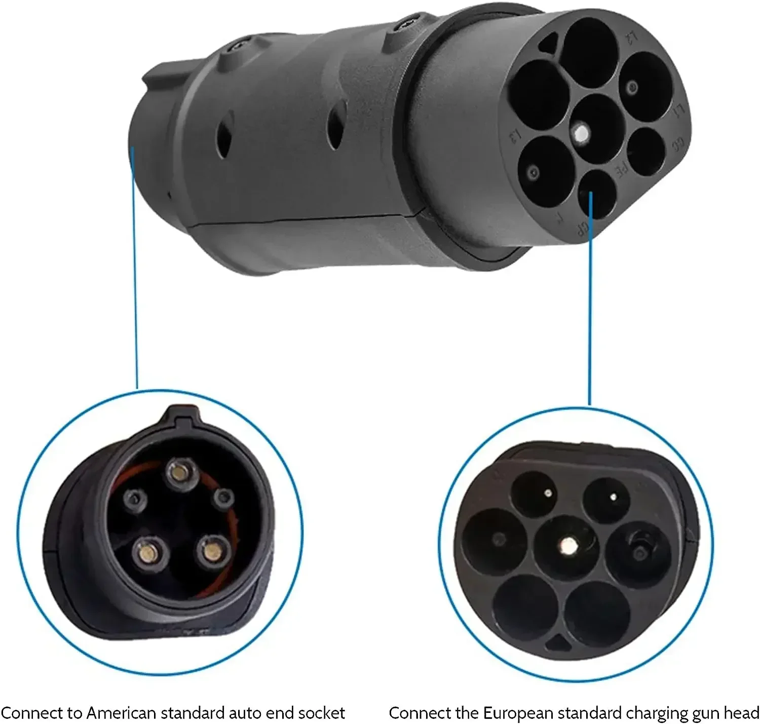 Sell like hot cakes EV Adapter AC 220V 32A EV Car Charging Adaptor 3.5KW Type2 IEC 62196 To Type1 J1772 Charger Convertor
