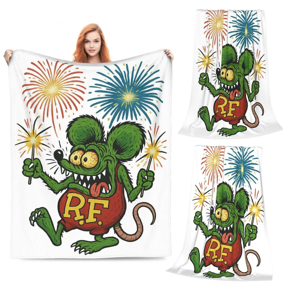 

Tales Of The Rat Fink Anime Blanket Fleece Sofa Throw Blanket Portable for Home Bedroom Outdoor Throws Bedspread Quilt