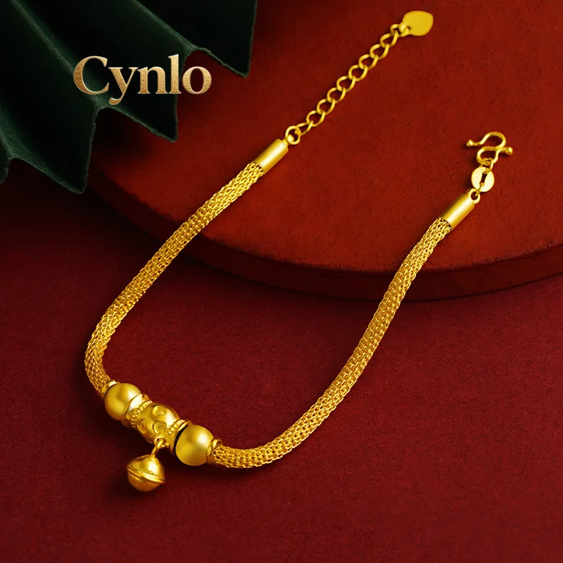Cynlo Jewelry 24K Gold Adjustable Bell Bracelet Women AU999-24K forged, AU999 certified, adjustable+pure gold combo, gentle & li