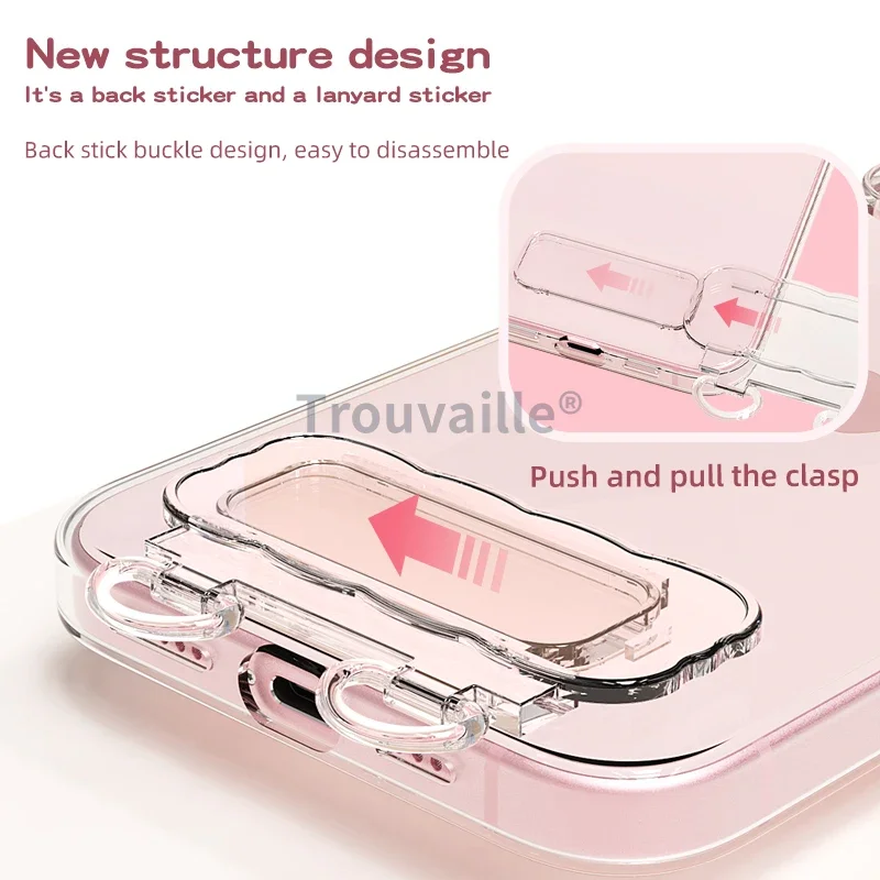 Trouvaille Universal Adhensive Strap Adapter for iPhone Accessories Cellphone Charms Lanyard Back Sticker Clear Transparent