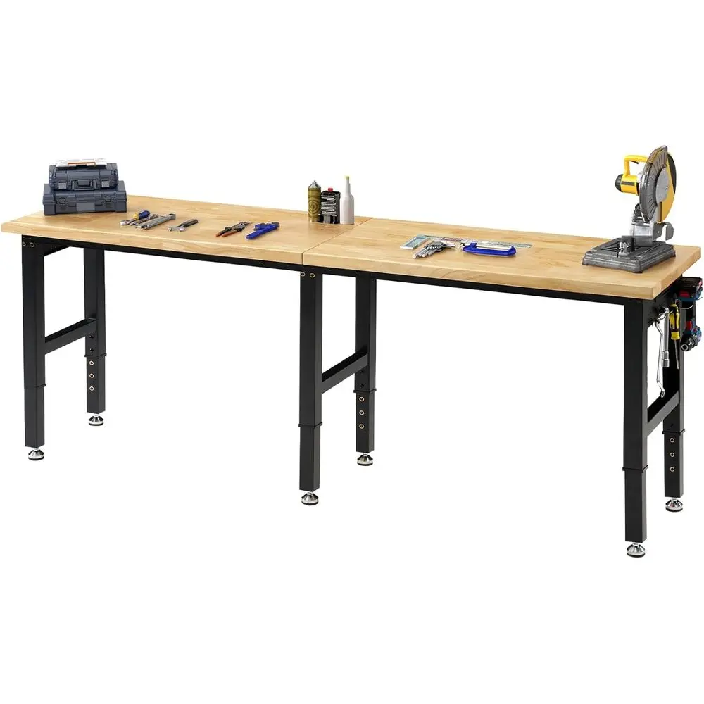 

Heavy-Duty 84 Adjustable Workbench with 4 AC & 2 USB Ports, 6000 lbs Capacity, Rubber Wood Top for Garage or Workshop