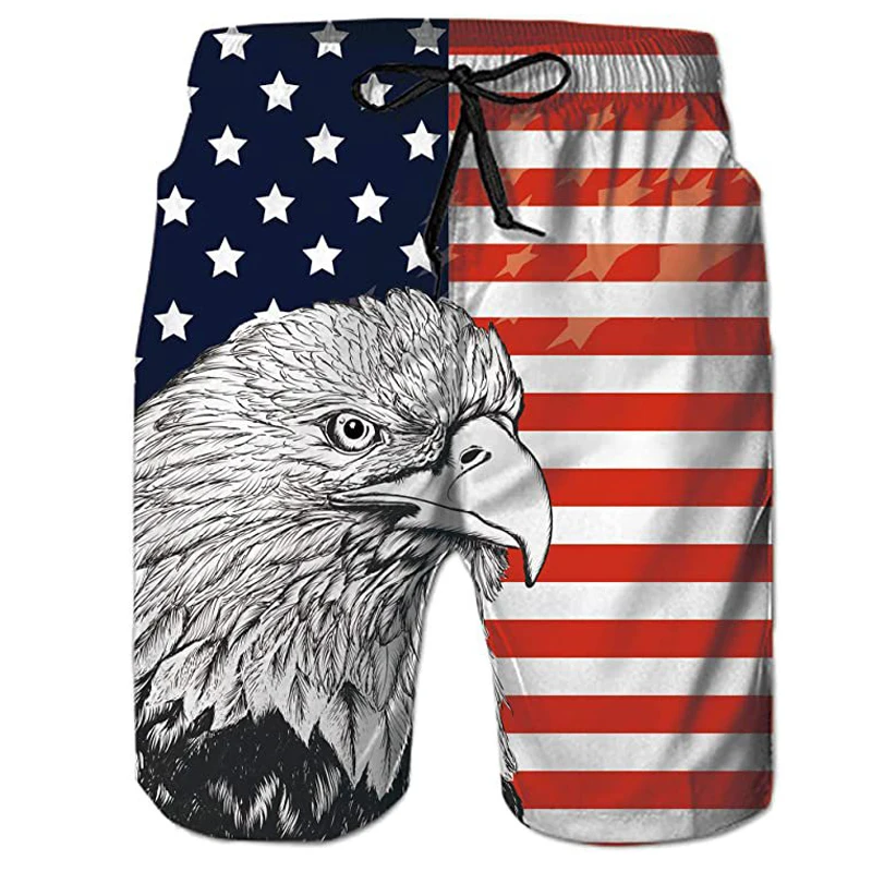 Men's Wolf Pattern Shorts Summer Shorts Beach Shorts Elastic Drawstring Design Flag Print Pattern Comfortable And Soft Short Spo