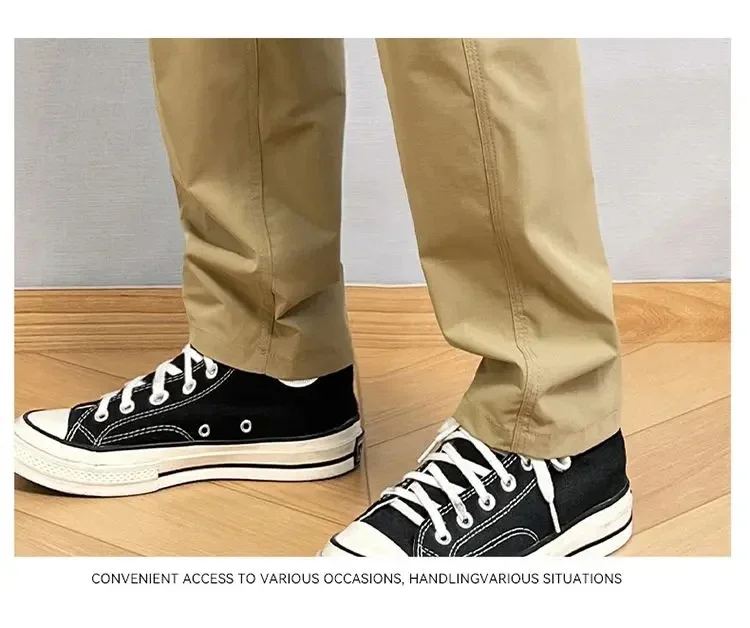 Sommerliche dünne Cargohose für Herren, lässige, schmal zulaufende Hose mit Reißverschlusstaschen, schnell trocknende Streetwear-Hose für den täglichen Gebrauch im Freien, S-3XL – Detail 17