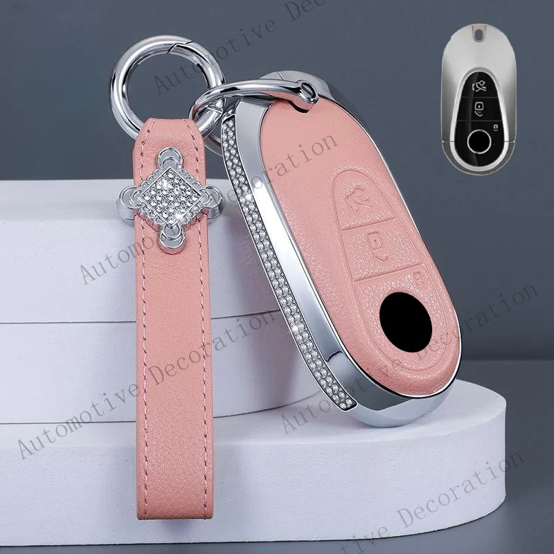 Z+ Diamond Leather Car Key Case Cover For Mercedes Benz C E S Class W223 W206 S350L
