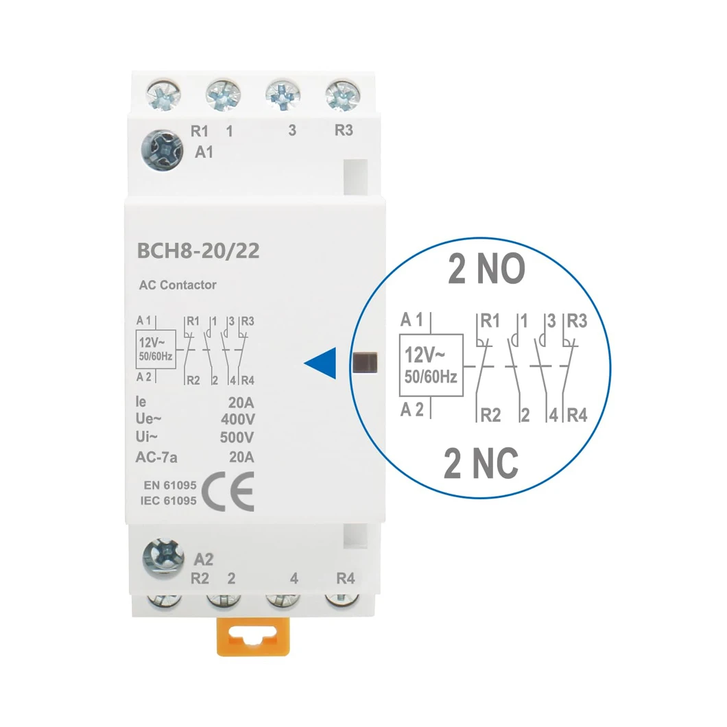 ABILKEEN BCH8-20/20 20A 2NO2NC Household AC contactor AC24V/110V/230V 2 Pole Universal Circuit Control Automotive AC Contactor