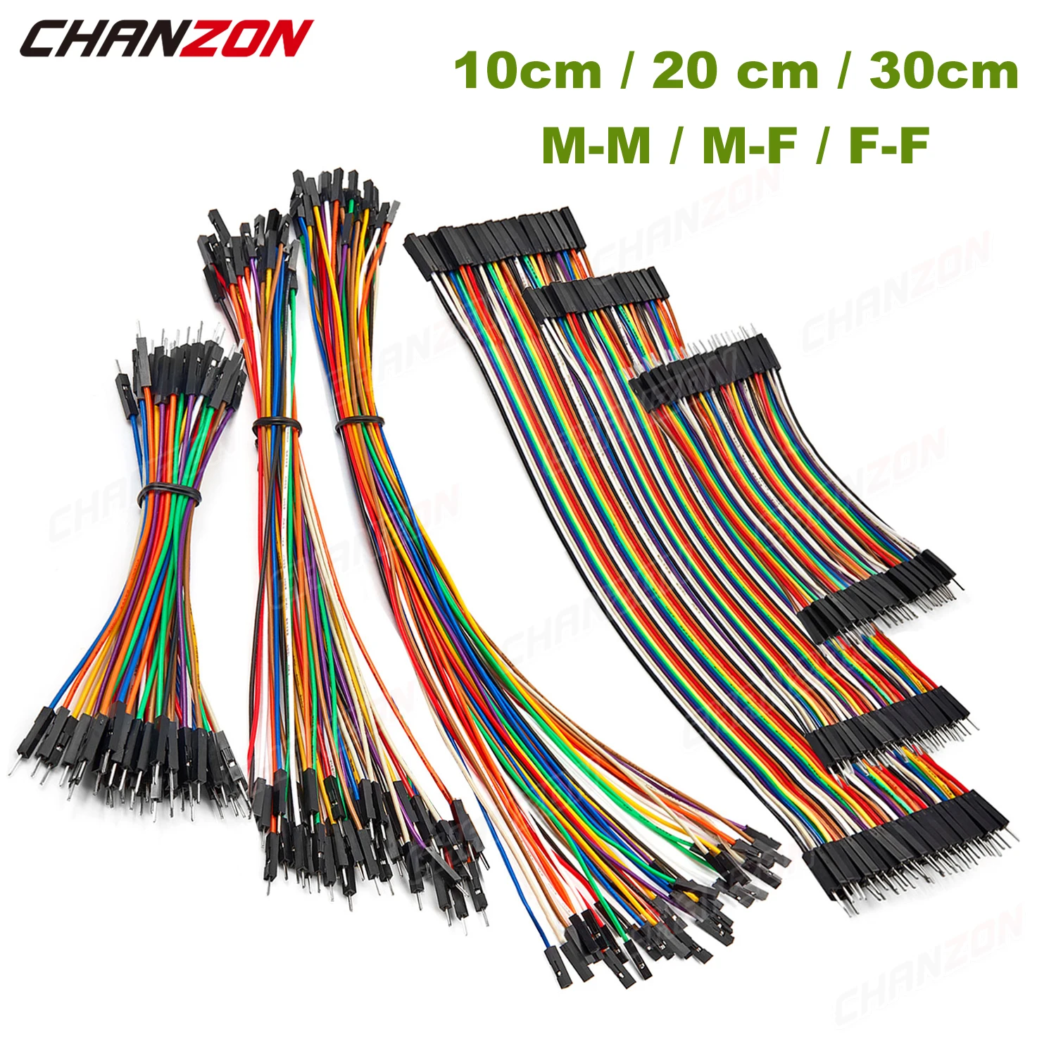 Dupont-Kit de Cable de puente de cinta, 10cm, 20cm, 30cm, macho, hembra, 24AWG, juego de línea de cobre para bricolaje, placa de pruebas Arduino PCB