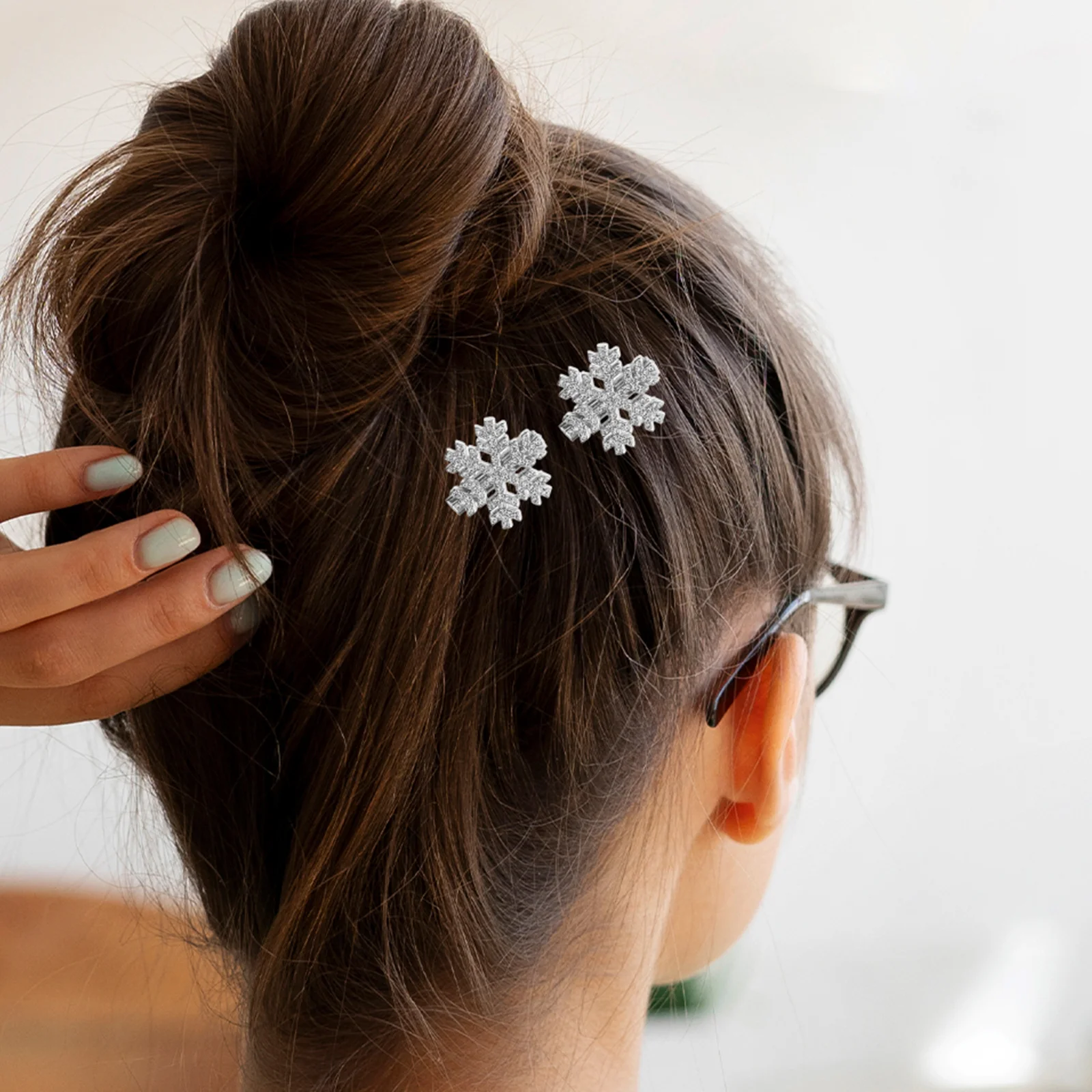 

6pcs Rhinestone Hair Clip Silver Snowflake Design Festive Clips Women Christmas Alligator Curl Alligator Curl Clips Bangs