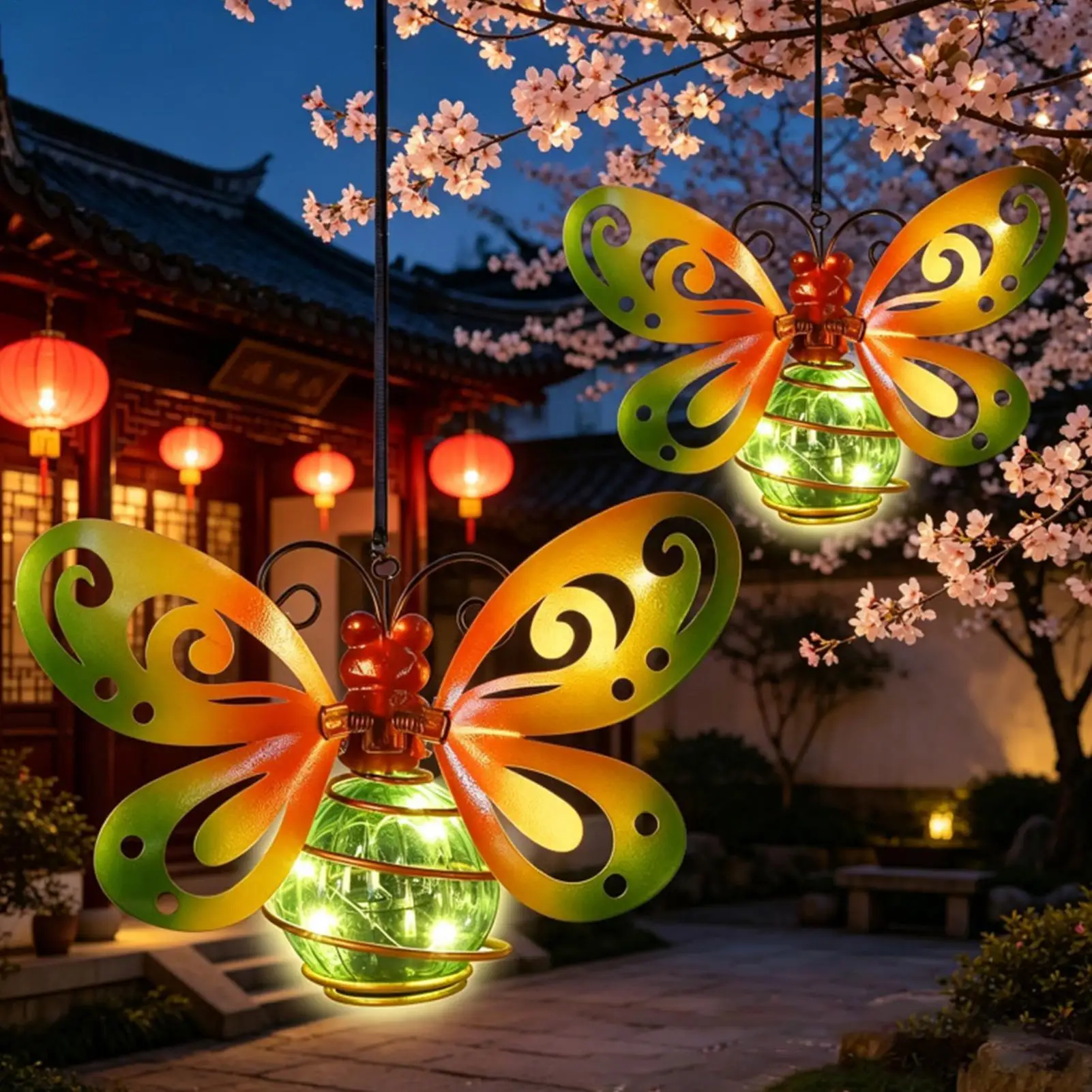 Lampes solaires en forme d'animaux, décorations de jardin suspendues, lanternes solaires pour patio, pelouse, allée, cour, paysage domestique
