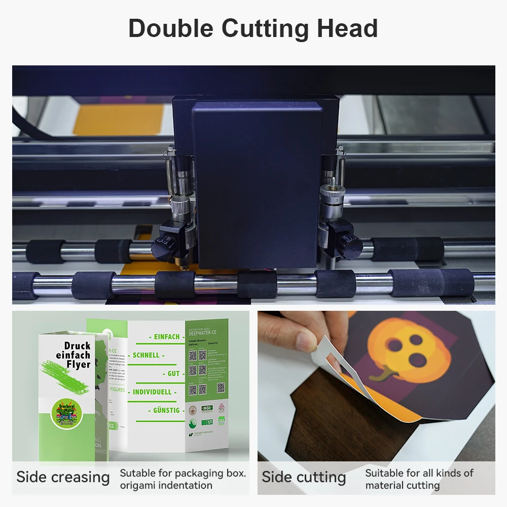MSServo Motor A4 A3 A3+ Double Dual Head Label Sticker Cutting Machine With Automatic Digital Die Cutter Paper Box Cutting