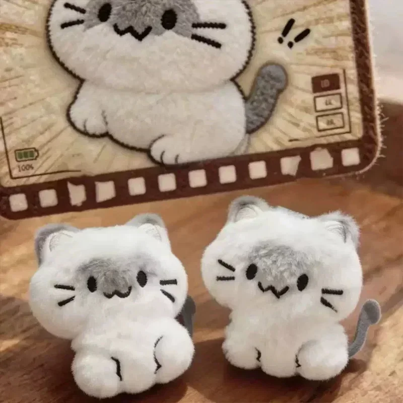 Cartoon Kawaii Fluffy Siamese Cat Plush Keychain Mini Soft Fuzzy Kitty Stuffed Doll Bag Pendant Cute  Animal Key Ring Gift