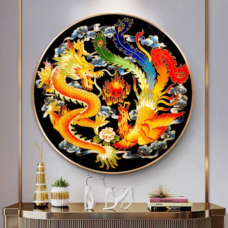 2024 New Style Dragon Phoenix Embroidered Cross-stitch Round Shape Quick Hand Delivery One Piece Code Full Embroidery