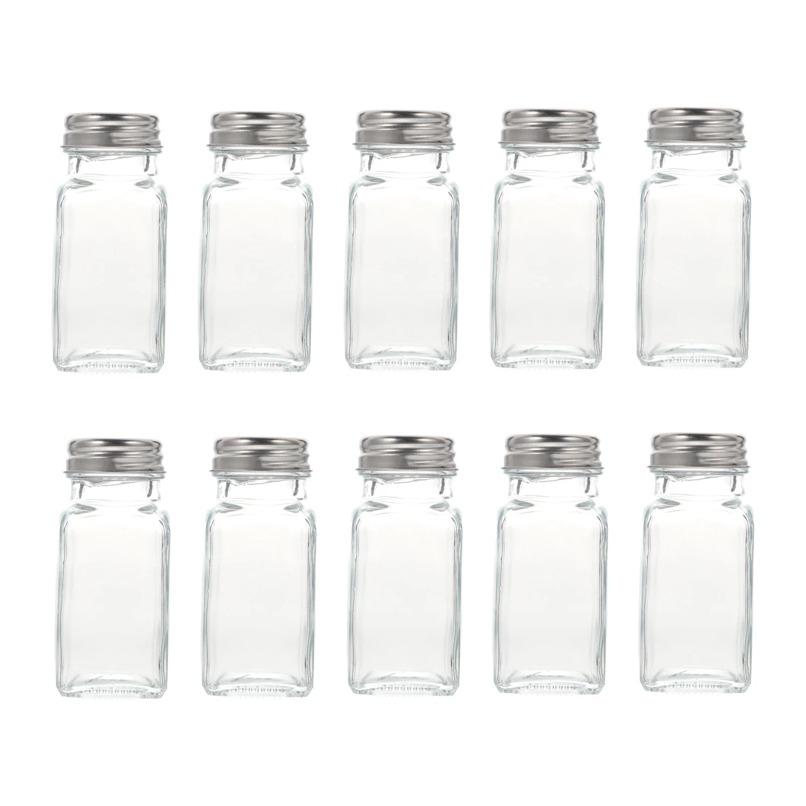 

10Pcs Glass Seasoning Bottles Clear Spice Containers with Metal Cap Multi-Use Salt Pepper Shakers for Home Restaurant Cooking